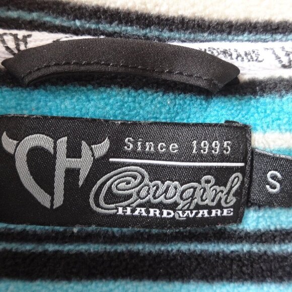Cowgirl Hardware women's size S, pull over stripe fleece top 5 snap neck closure - Picture 3 of 16